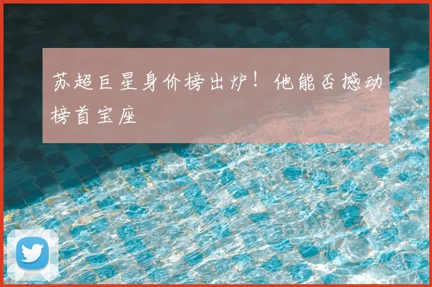苏超巨星身价榜出炉！他能否撼动榜首宝座